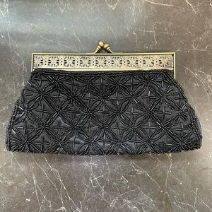 VGUC ELEGANT BEADED EVENING PURSE/CLUTCH Black
